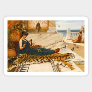 The Tigerskin (Sewing Girl) by John William Godward Sticker